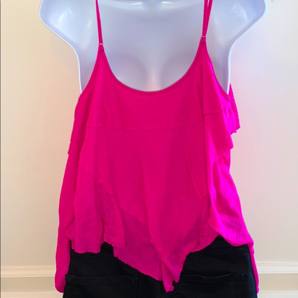 Free People Magenta Flowy Ruffle Tank - Picture 5 of 6